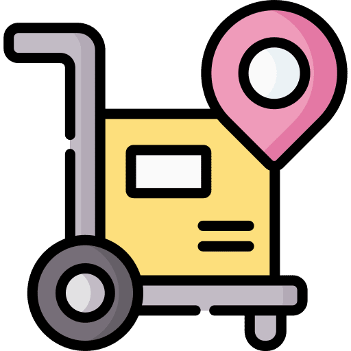 Delivery cart box map pointer icon