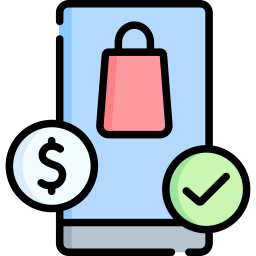 Ecommerce commerce and shopping dollar check icon