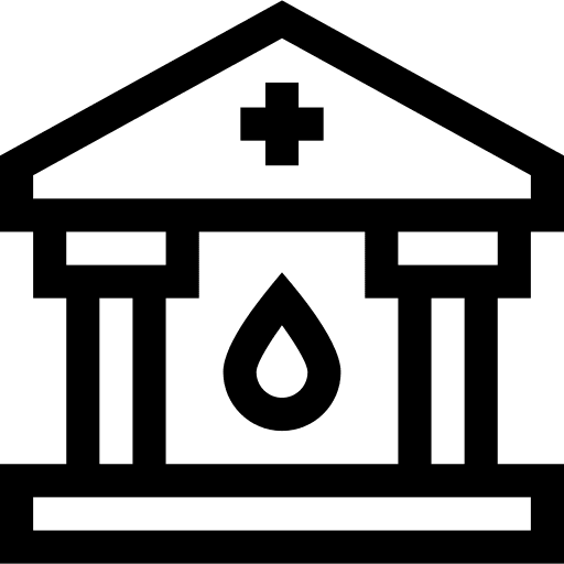 Blood bank storage building blood transfusion icon