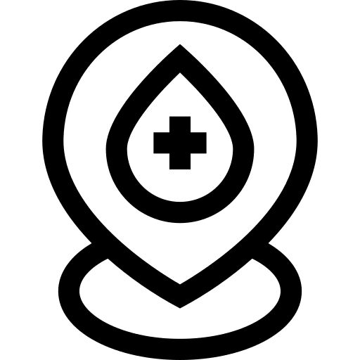 Location healthcare and medical blood donation map location icon