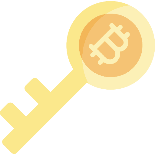 Key cryptocurrency bitcoin digital key icon