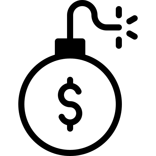 Debt bomb debt business and finance icon