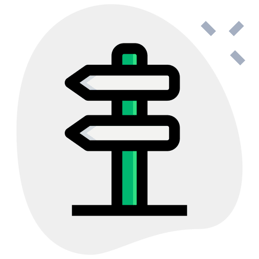 Road sign direction left wayfinding icon