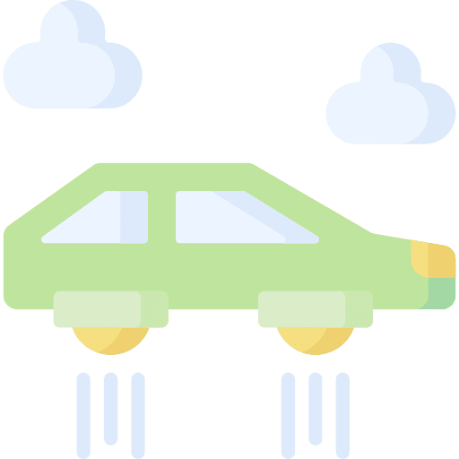 Flying car futuristic science fiction transport icon