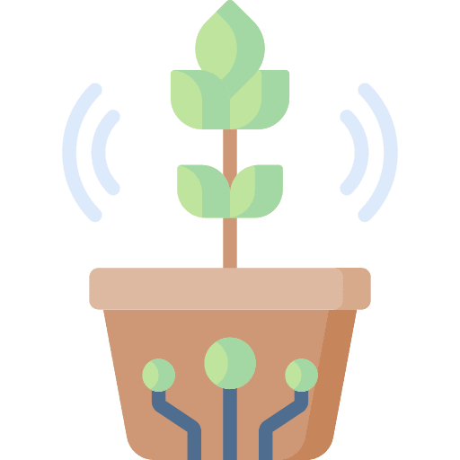 Smart farm wireless plant pot leaves icon