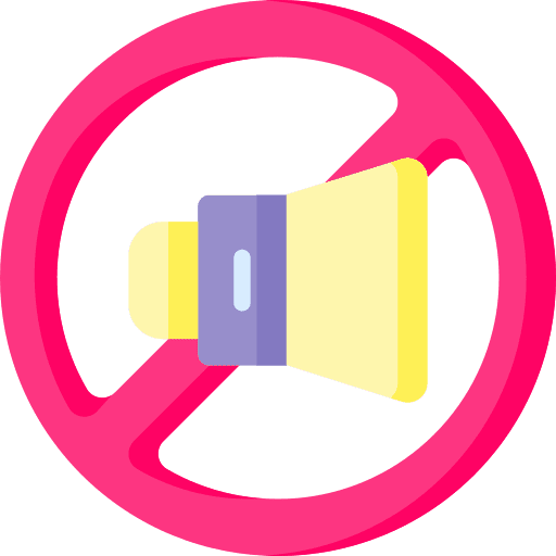 Quiet no sound prohibition sign icon