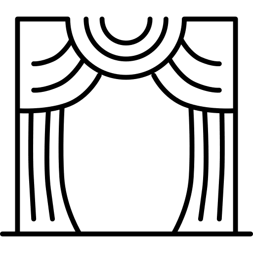 Theater stage buildings curtains icon