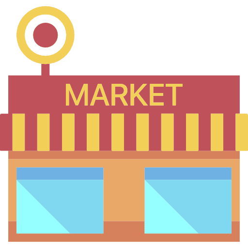 Market online shop buildings shop icon