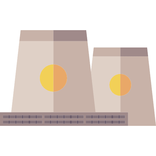 Nuclear plant chimney buildings cooling tower icon