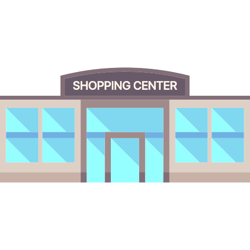 Shopping center construction building shopping mal icon