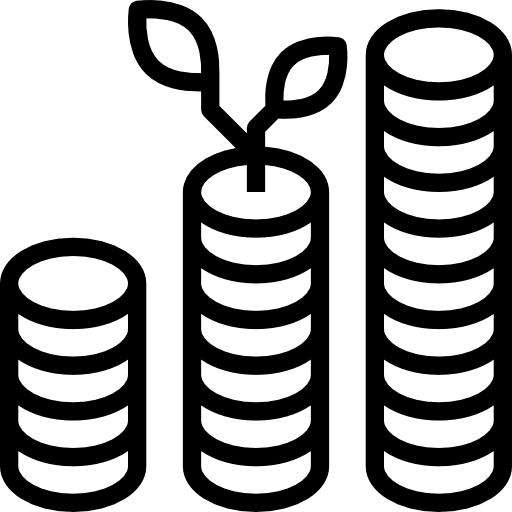 Growth money increase coins icon