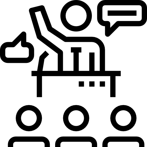 Presentation conference businessman analytics icon