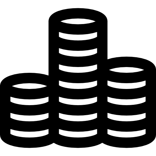 Coins money cash stack icon