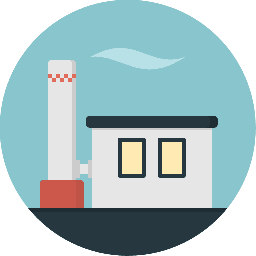 Factory buildings landscape contamination icon