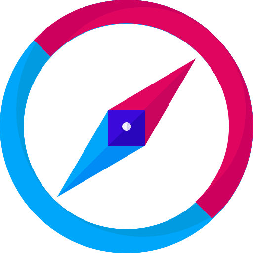 Compass direction maps and location orientation icon