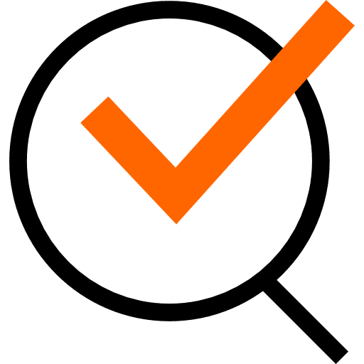 Checked true magnifying glass loupe icon