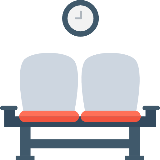 Waiting room seats time travel icon