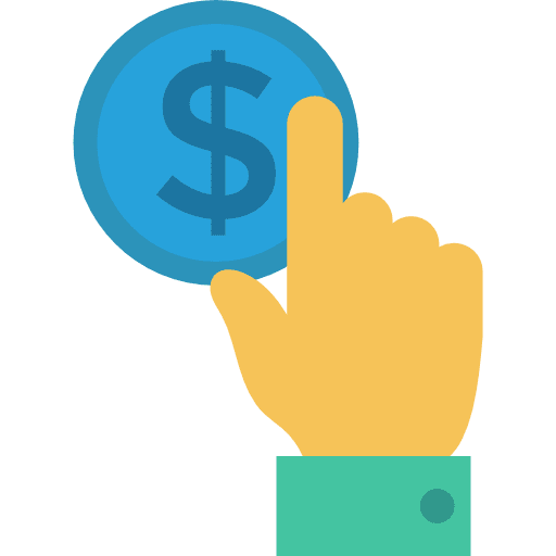 Pay per click coin payment seo and web icon