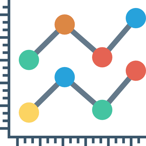 Statistics connection line chart line graph icon