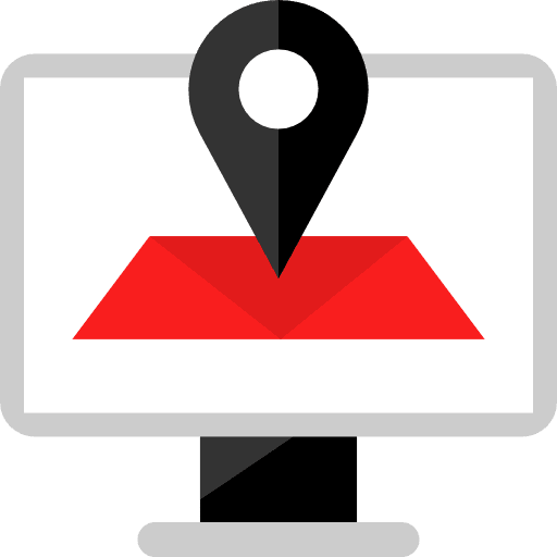 Computer locator screen maps and location icon