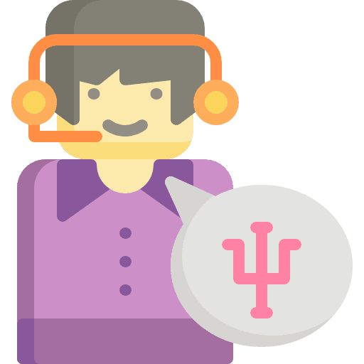 Call center headset support person icon