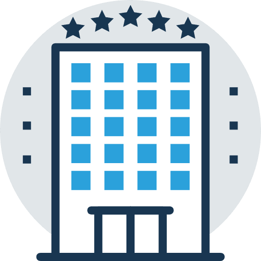 Hotel hostel buildings holidays icon
