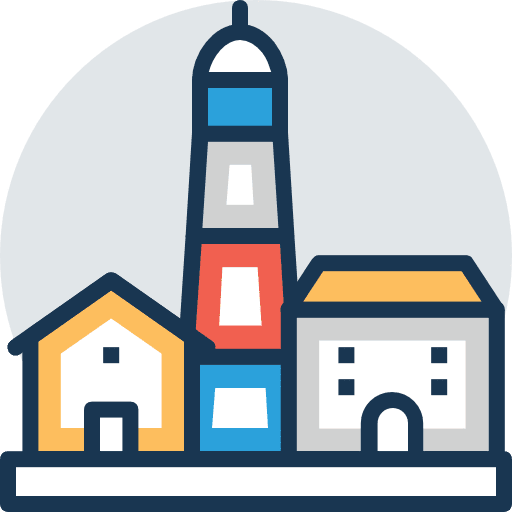 Lighthouse buildings architecture and city lighthouse icon