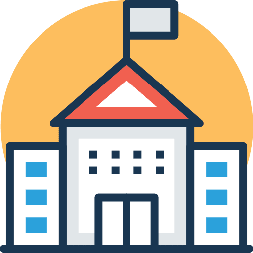 University architecture and city monuments classroom icon