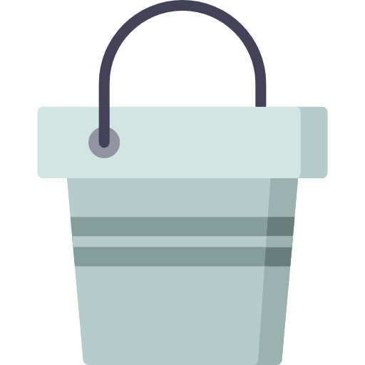 Bucket farming and gardening tools and utensils pail icon