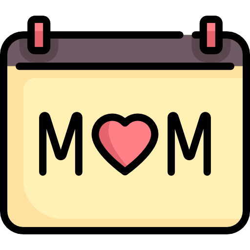 Mothers day celebration heart time and date icon