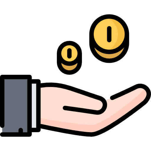 Hand dollar commerce payment icon