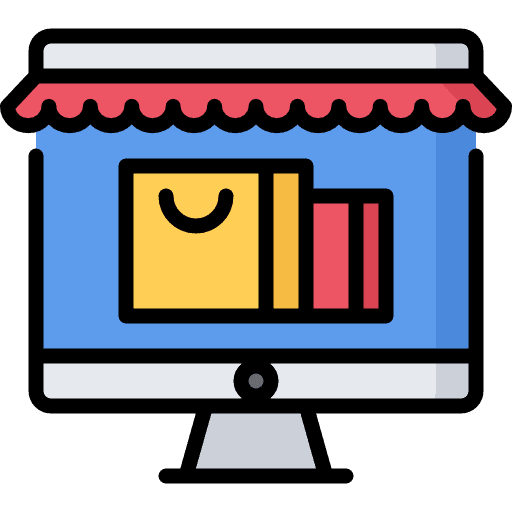 Online shop multimedia monitor online shopping icon