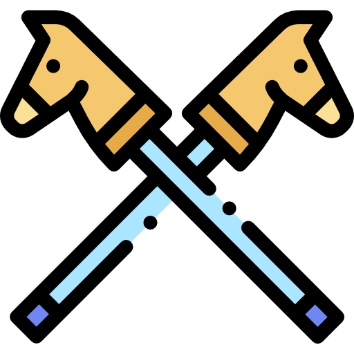 Horse toy stick kid and baby icon