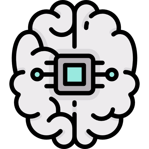 Brain engineering chip computer icon