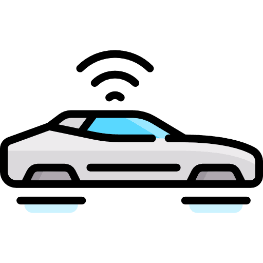 Self driving flying car car transport icon