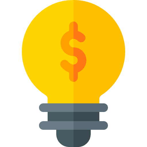Invention business and finance currency light bulb icon