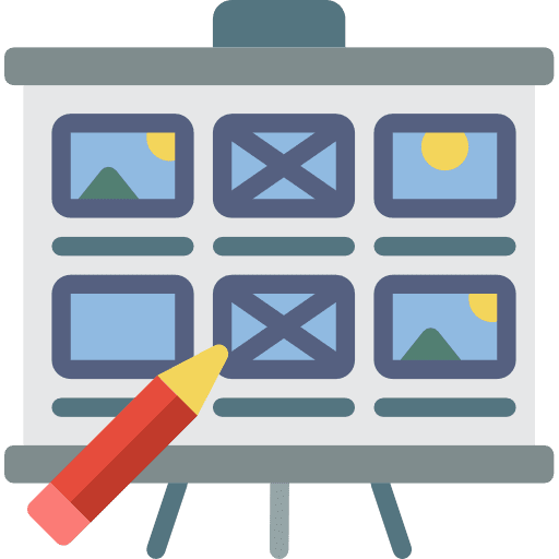 Storyboard panel music and multimedia storytelling icon
