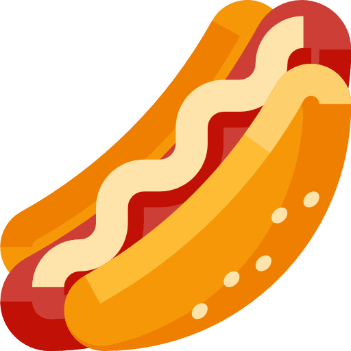 Hot dog food and restaurant junk food sausage icon