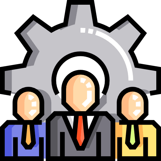 Teamwork person gear business and finance icon