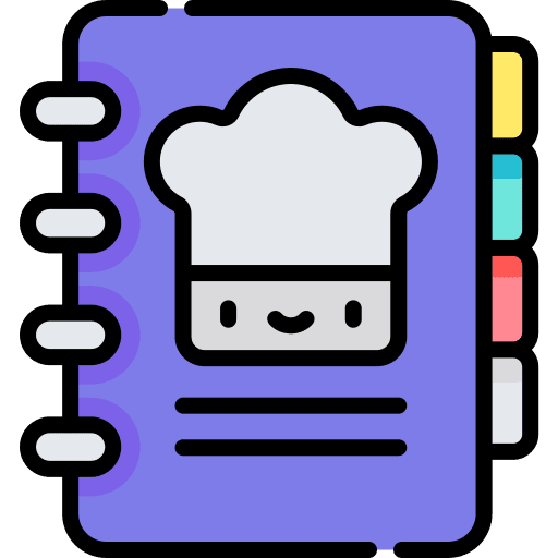 Recipe book food and restaurant cook ingredients icon