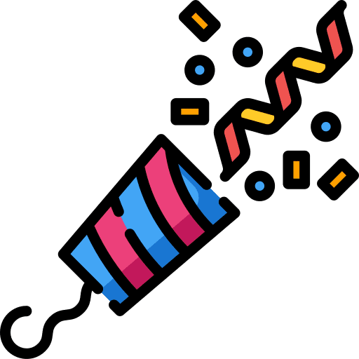 Party popper confetti entertainment garland icon