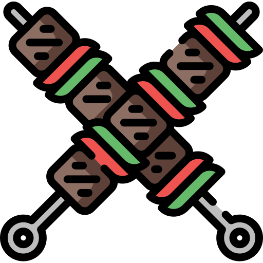 Brochette barbecue food and restaurant bbq icon