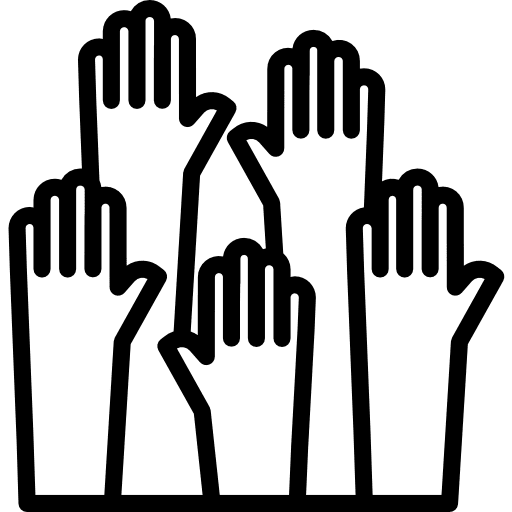 Hands up up accountable business icon