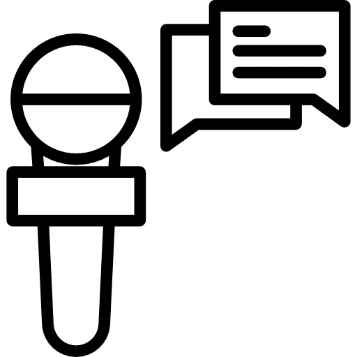 Interview interview hands and gestures reporter icon