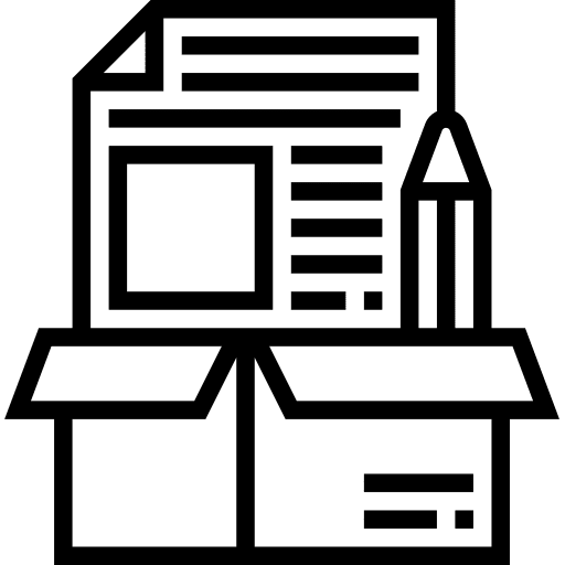 Material shipping and delivery files and folders office material icon