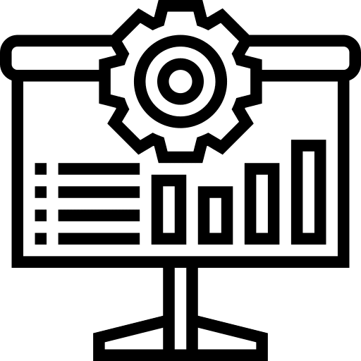 Bar graph gear statistics analysis icon