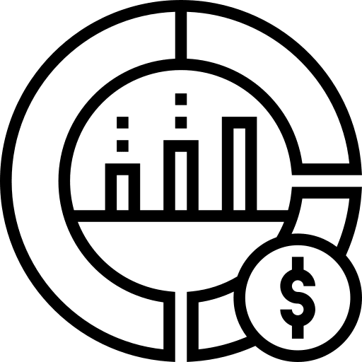 Statistics pie chart graph finances icon