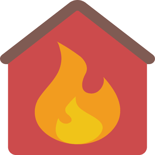 Burning house home fire buildings icon