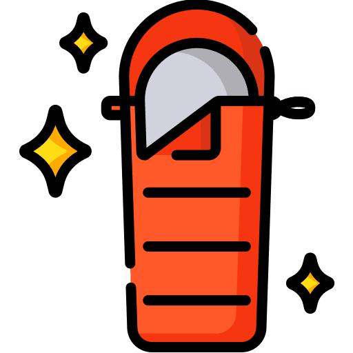 Camp travel comfortable sleeping bag icon