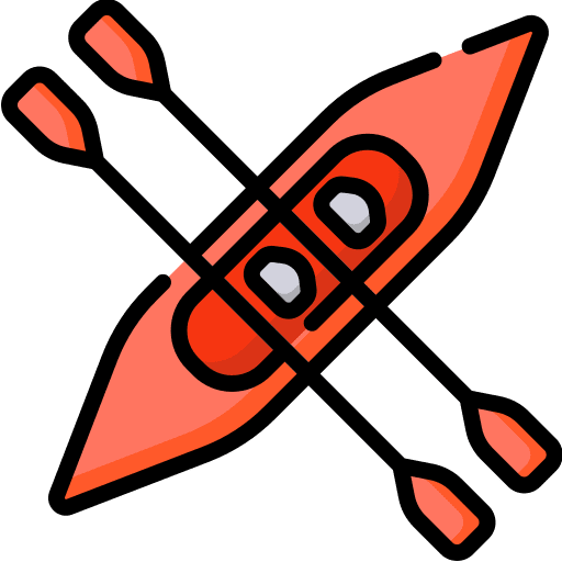 Boat sports and competition canoe rafting icon